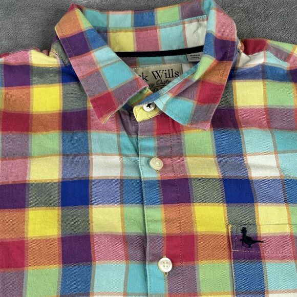 Jack Wills Shirt Mens Medium Multicolor Plaid England Long Sleeve Button Up Logo - Picture 4 of 13